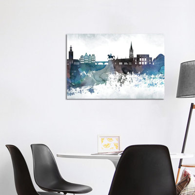 Stockholm Bluish Skyline 1 Piece Wrapped Canvas Painting