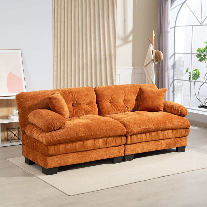 Canapé modulaire 84 po Chenille, Orange