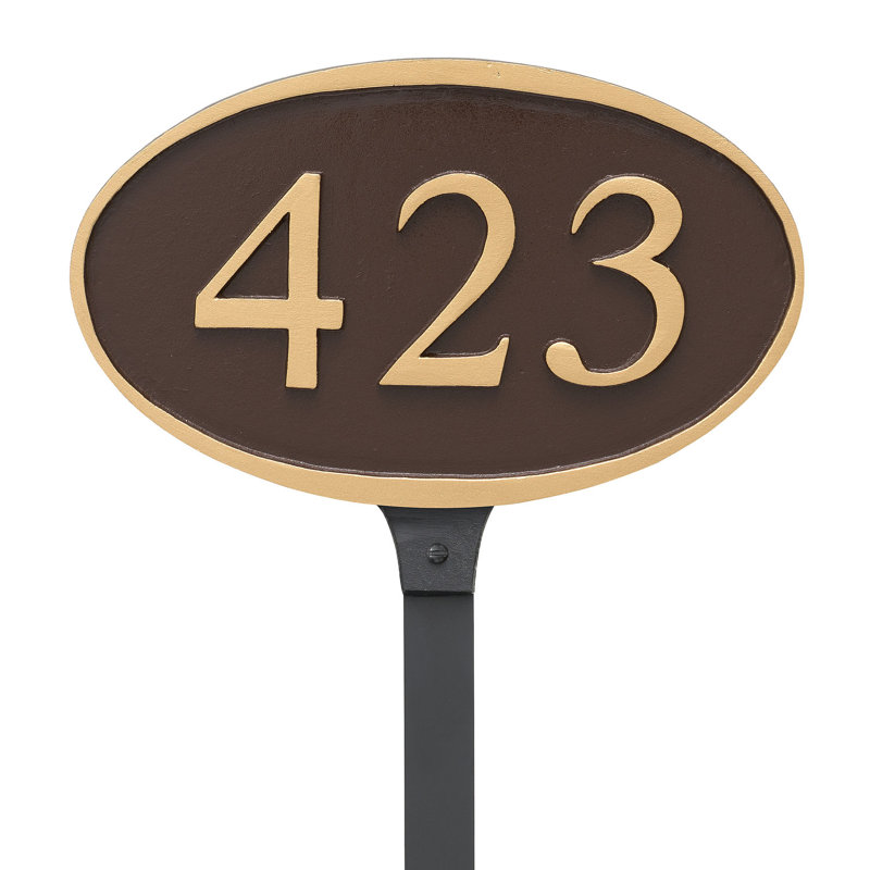 Plaque d'adresse Ferris, Vert forêt / doré, Oui