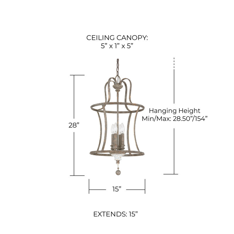 Zoe 4 - Light French Country Lantern Pendant