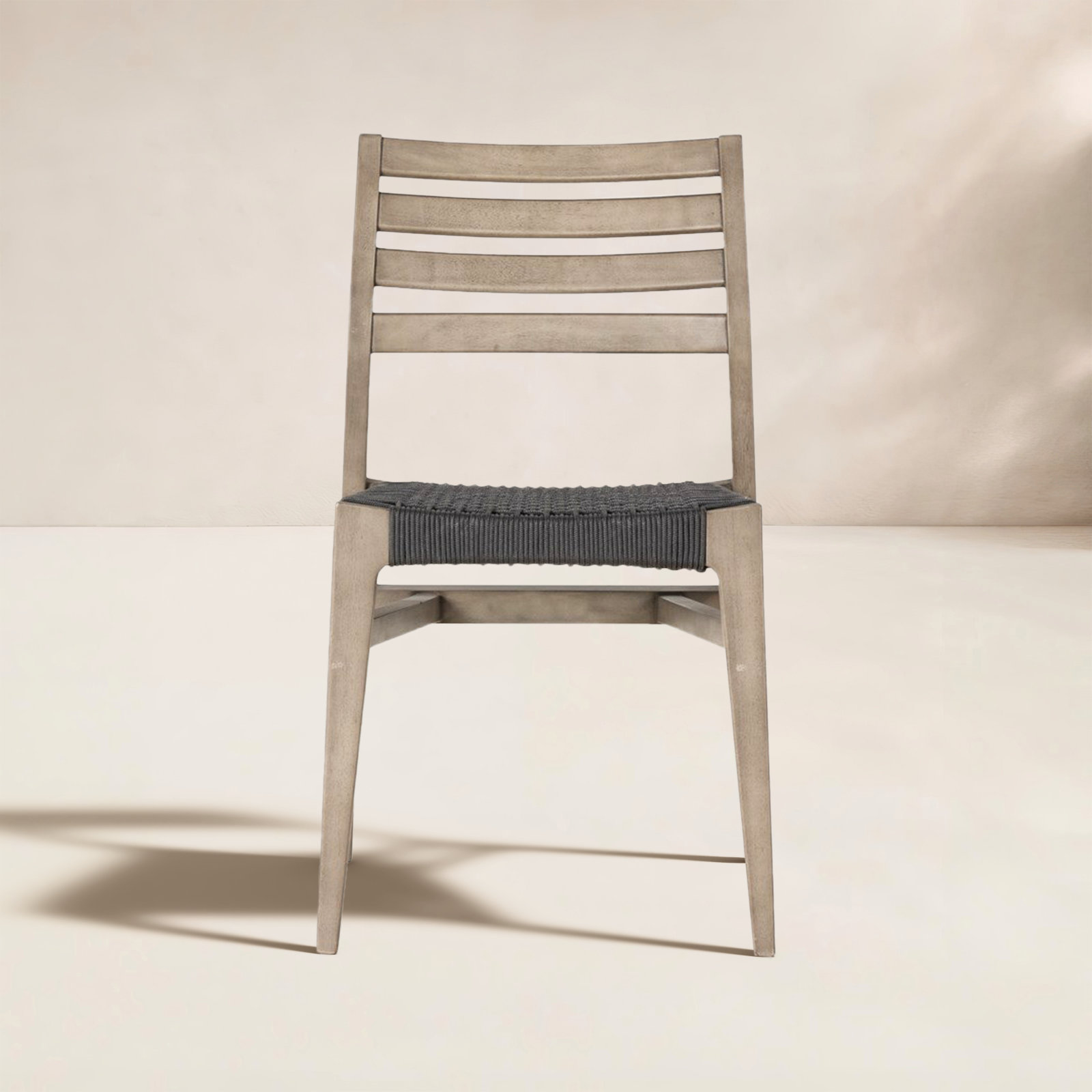 Wood Premium All-Weather Wicker Outdoor Dining Side Chair, Gray/Black
