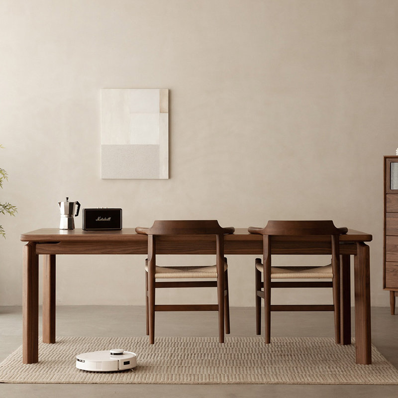 Black walnut solid wood large tabletop table, 29.92"H x 82.67"L x 35.43"W