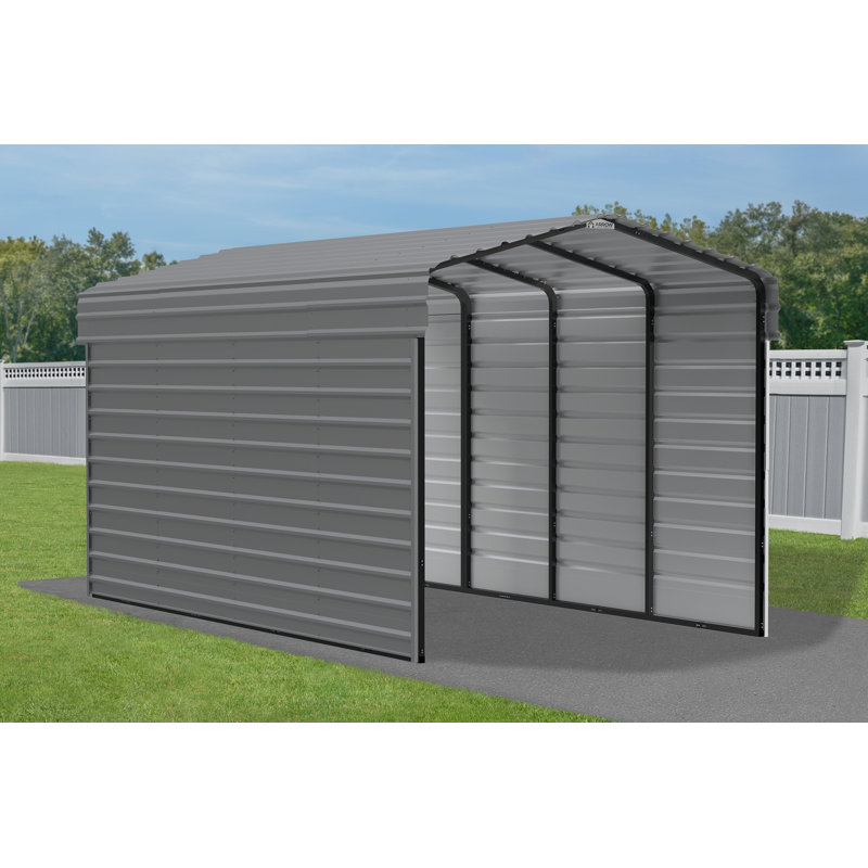 10' x 20' Charcoal Steel Carport Kit with Enclosure