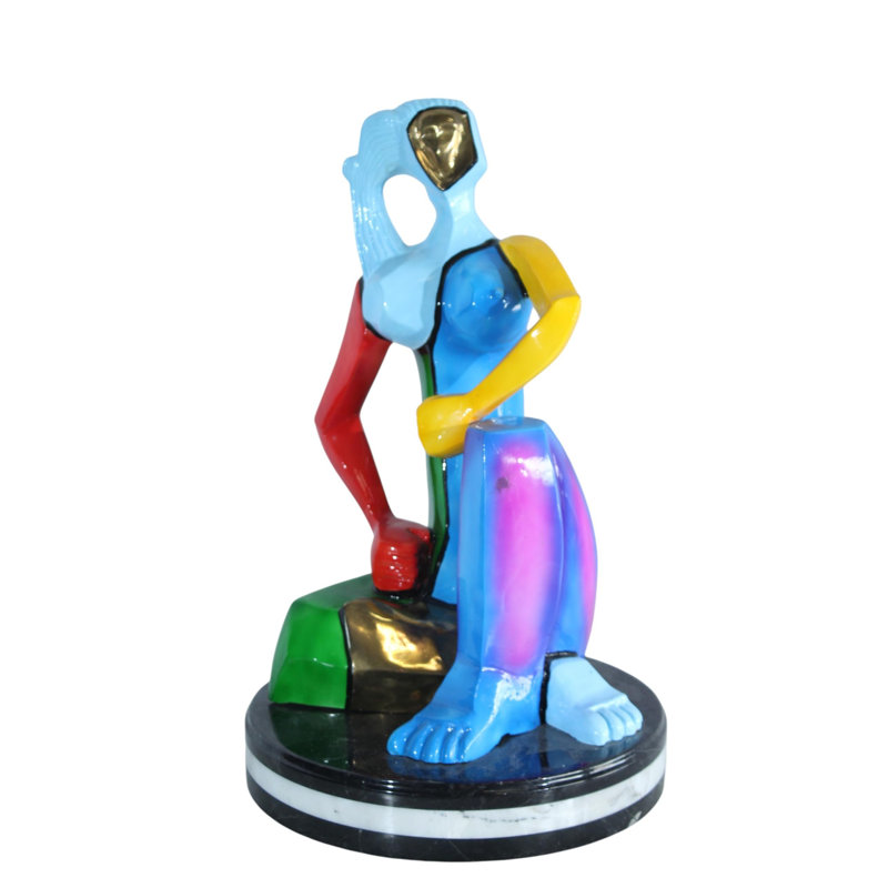 Statue de femme en bronze de style Picasso NIFao 14 "x 14" x H 23 "