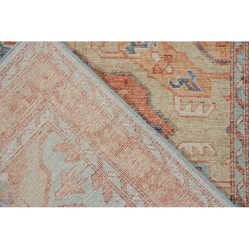 Distressed Homage Hand Knotted Wool Geometric Area Rug, Rectangle 10' x 14'