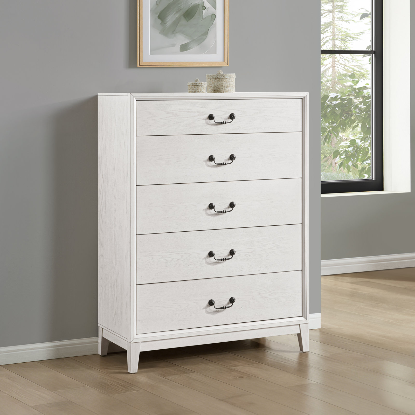 Bartlett 5 Drawer Chest, White