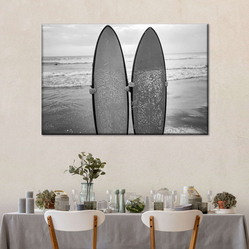 Surfing monochromes planches de surf, reproduction sur toile, H 8 po x l 12 po x P 1 po