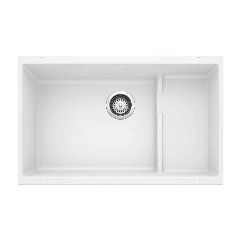 Precis Cascade SILGRANIT 29" L x 18" W Undermount Kitchen Sink with Colander, White
