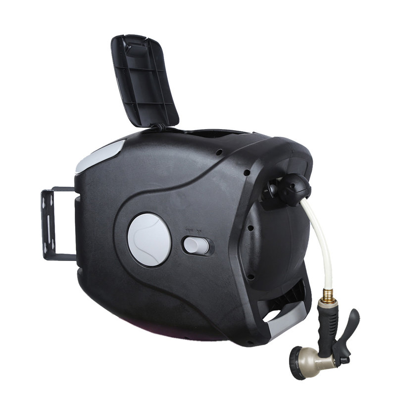 Sunneday Black and Gray 75ft Wall Mounted Hose Reel