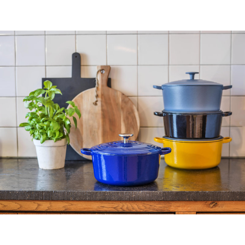 Bourgogne Cast Iron Round Casserole, 6.7 L, Royal Blue