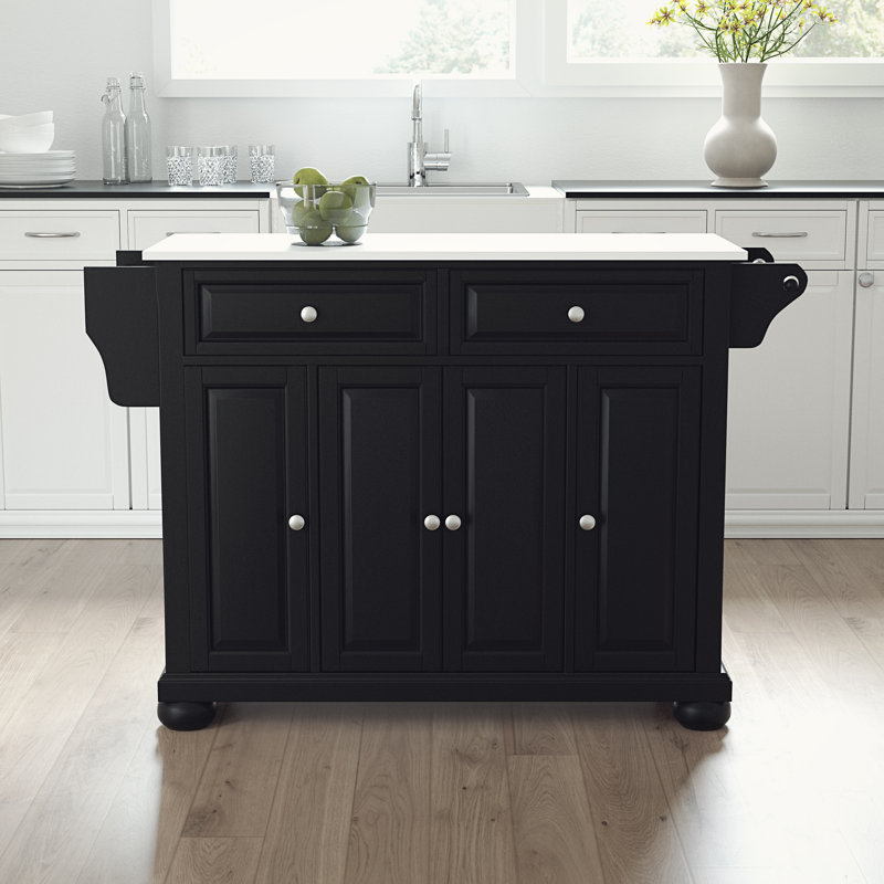 Baily Granite Top Kitchen Island, Black