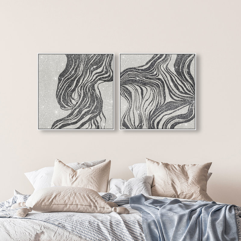 Emotional Set Canvas Abstract Print by Oliver Gal, Black Frame, 12 x 12, 31"H x 31"W, White Floater Frame
