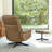 Genuine Leather Accent Chair With Adjustable Headrest & Ottoman-1109528277