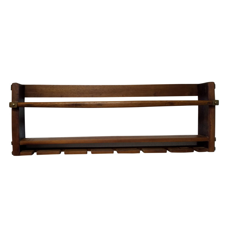 8 - Bottle Solid Wood Wine Bottle & Glass Rack in Brown