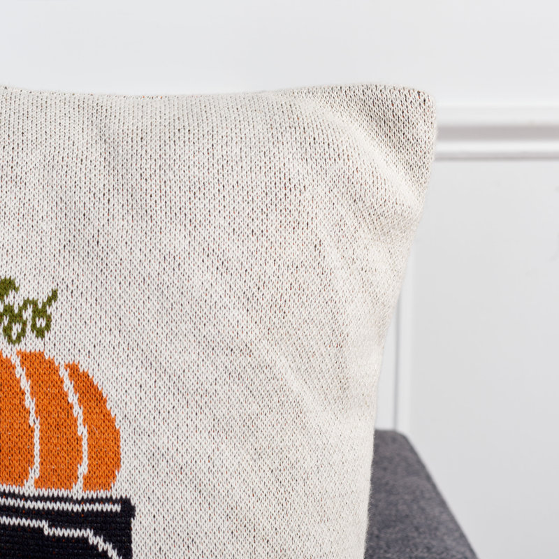 Hello Fall Orange Cotton Throw Pillow