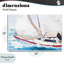 Plaque murale voilier de course à travers les vagues bleues, design par Porter Hastings-143850502
