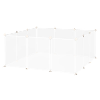 Système de cage pour petits animaux Diy - clôture en plastique à 12 panneaux pour cochon d'Inde, cochon d'Inde, blanc 18 po x 14 po, enceinte 18 po x 14 po