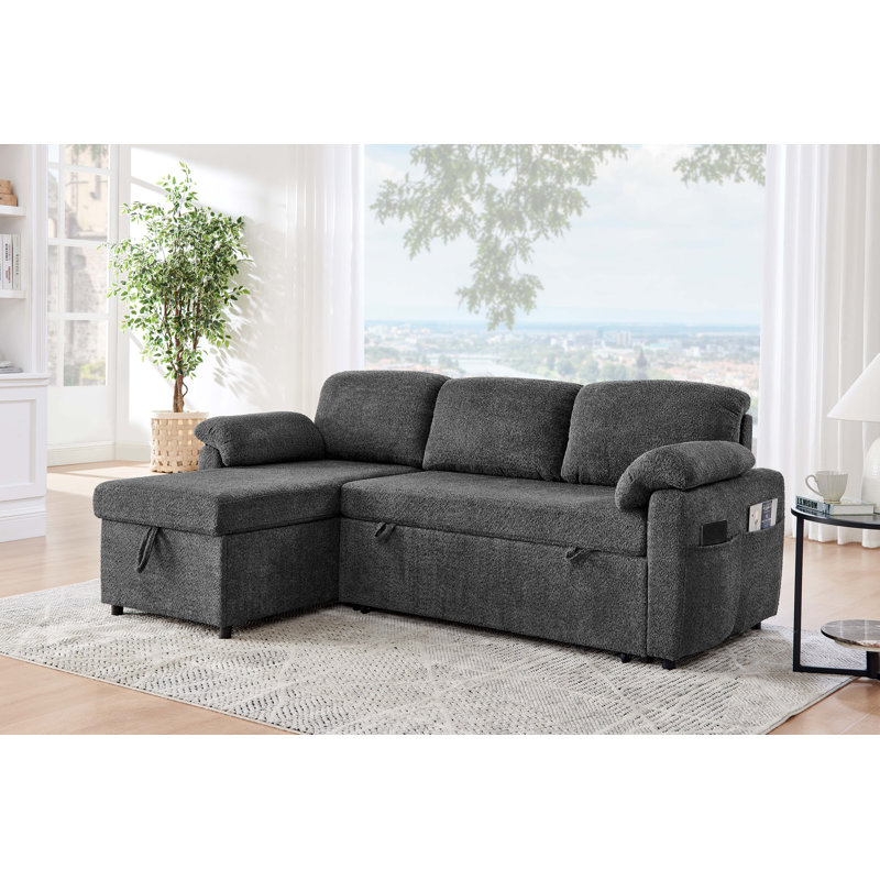 Canapé-lit Streatham, Mélange de polyester gris foncé