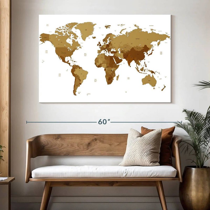 Carte du monde Aliaz, H 34 po x l 51 po