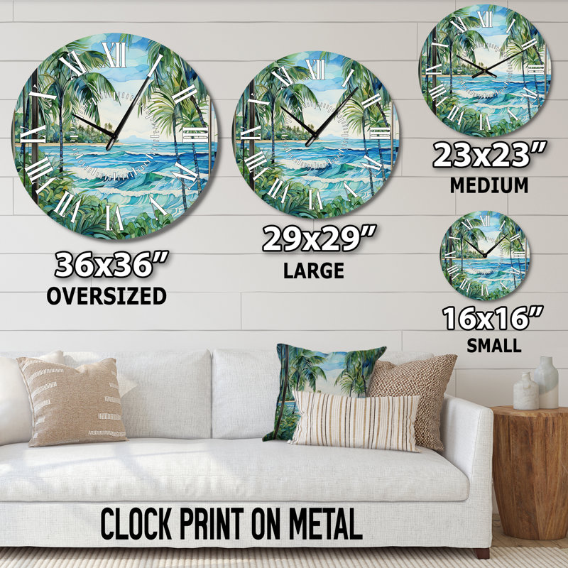 Horloge murale Tropical Beach, Surdimensionné