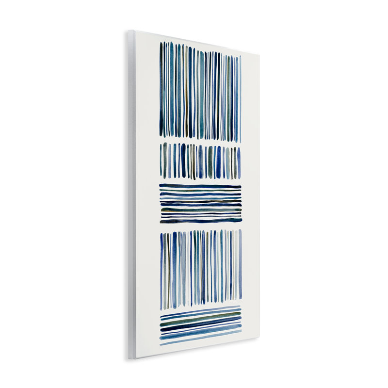 Art mural linéaire à rayures froides, design par Hannah Dawson, H 19 po x l 13 po