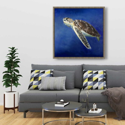 Magnifique tortue de mer - toile de fond brun marine