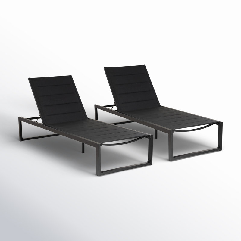 Armando Aluminum Outdoor Chaise Lounge, Black