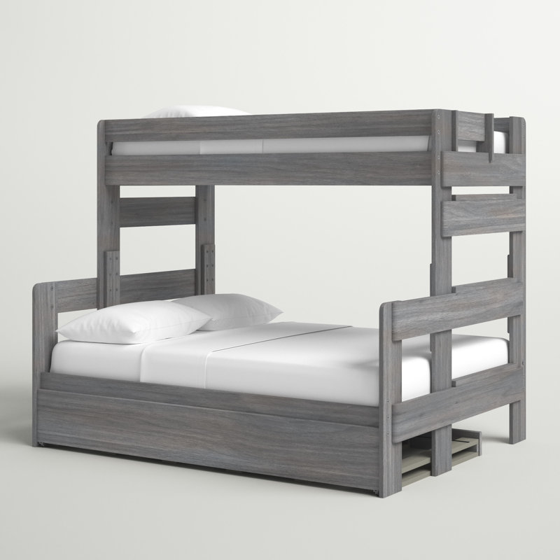Decimus Twin Over Full Bunk Bed with Built-In Ladder , Trundle Bed Included, Driftwood