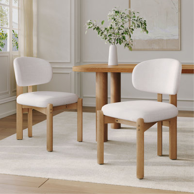 Chaises de salle à manger rembourrées beige avec cadre naturel scandinave