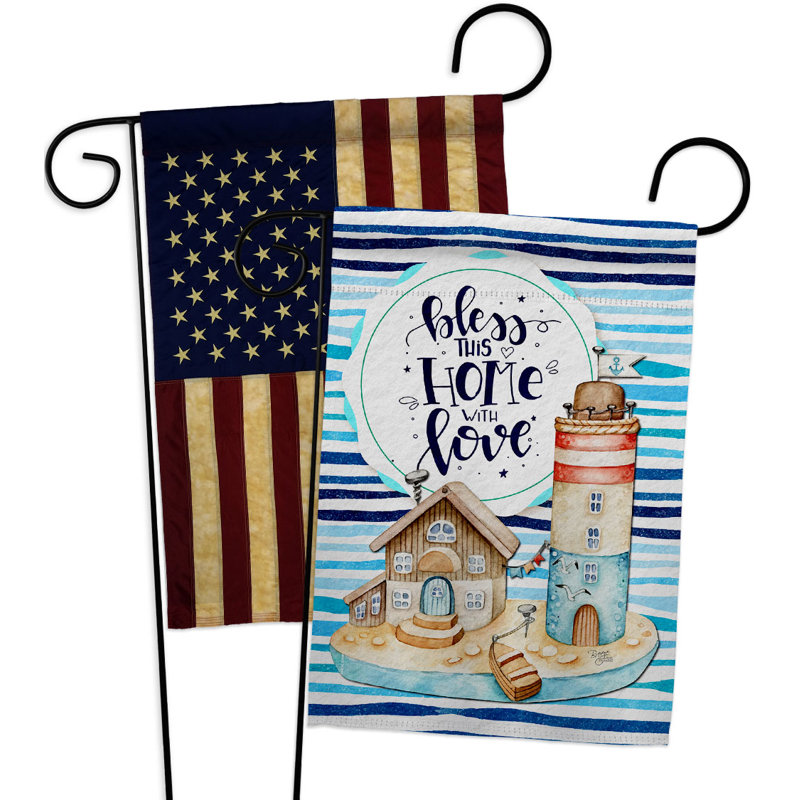 Drapeau de jardin en polyester 19 x 13 po Bless Home Love