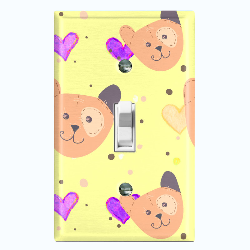 Plaque murale interrupteur à bascule Teddy Bear and Heart