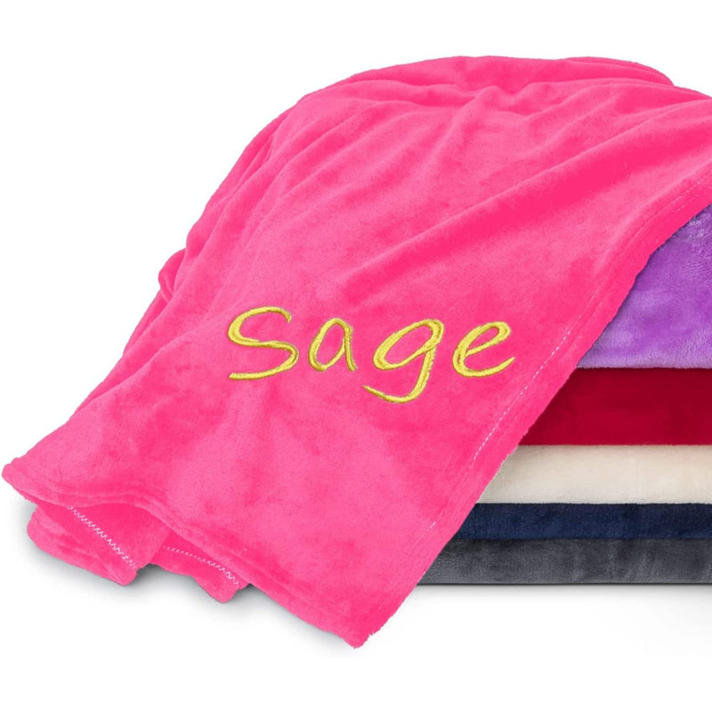 Couverture personnalisée en molleton doux, Rose vif, Oui, 40 x 60 pouces