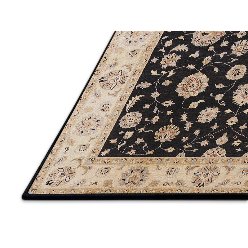 Tapis oriental noir / beige Nafne, Tapis de couloir 2 pi x 5 pi