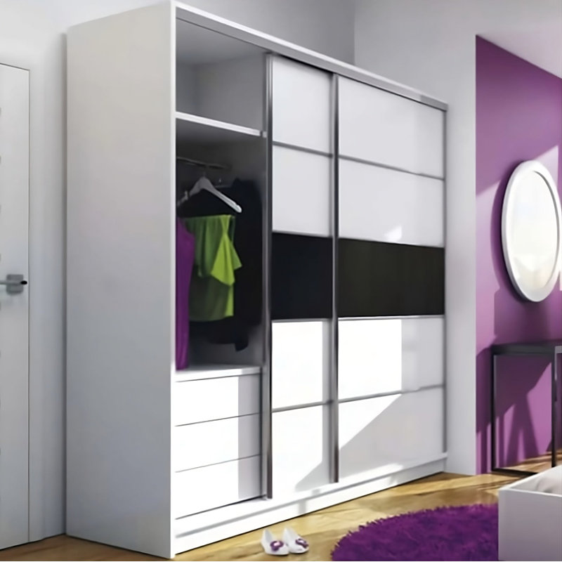 Manufactured Wood Wardrobe, White/Black