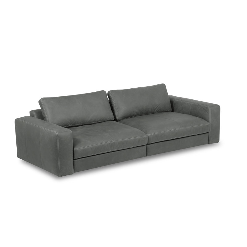 Philadelphia 4 Seater Genuine Aniline Leather Sofa Parven, Gray