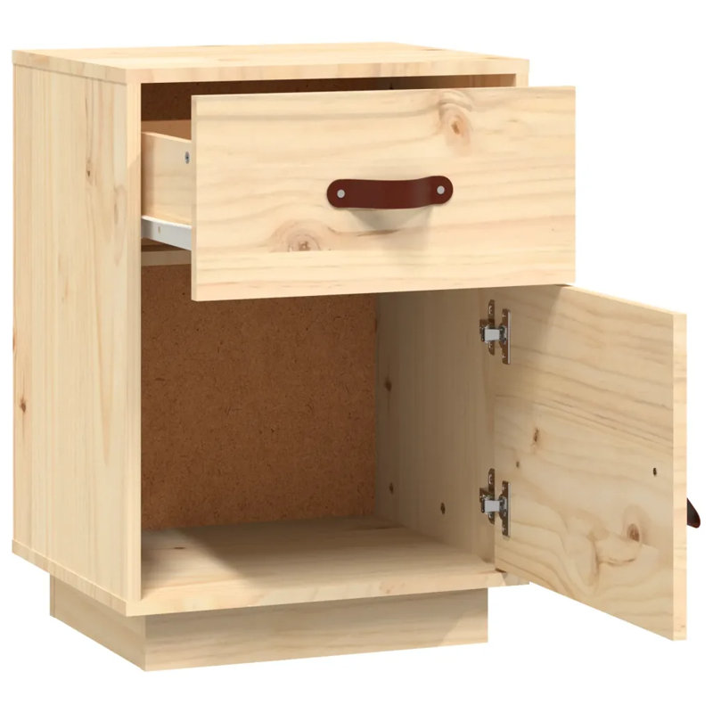 Kaleth 40cm W Solid Wood Bedside Table, Oak