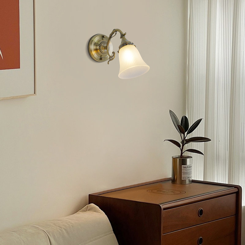 Appliques murales à 1 lumière avec bras rétro en bronze antique pour salle de bain