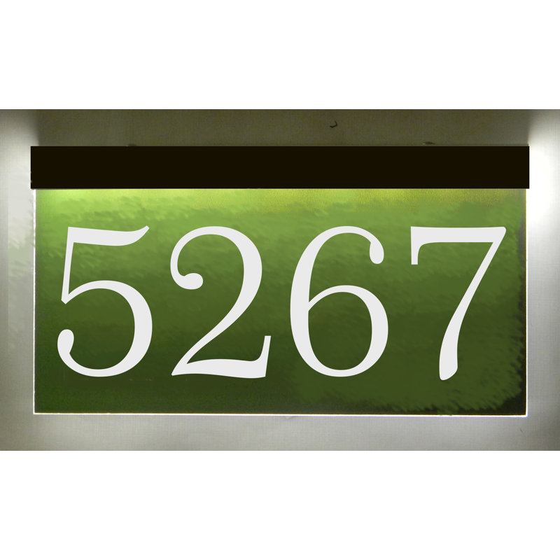 Enseigne d’adresse à del 1 ligne avec panneau solaire, Vert, Oui