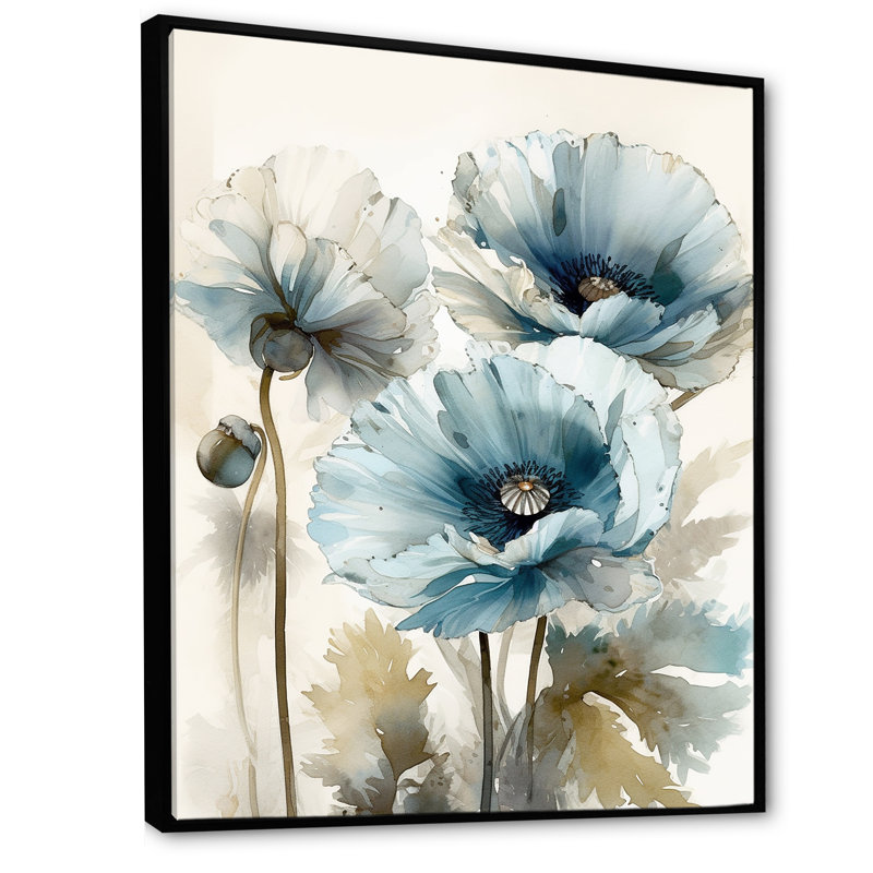 Radiance Remember Poppy I - Poppy Wall Decor, Cadre flottant noir, 40"H x 30"W x 1.5"D
