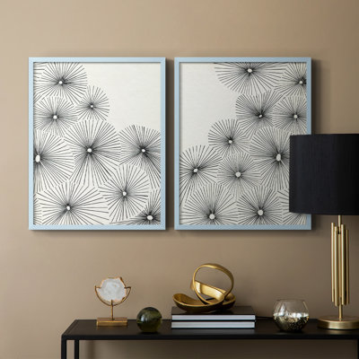 «Umbrella Bursts I», reproduction encadrée de qualité supérieure - prête à être accrochée - aucun clou requis - aucun clou requis