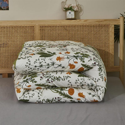 Édredons blancs et verts à motif floral