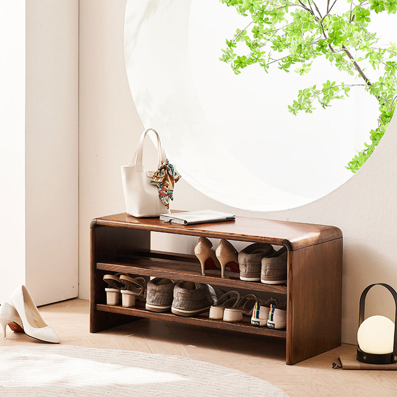 Banc à langer tout en bois brun, H 15,75 po x l 39,37 po x P 13,78 po