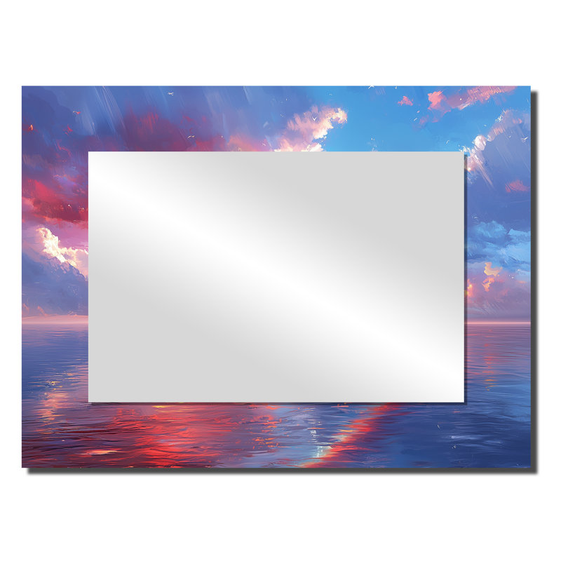 Rainbow Over The Lakeshore - Miroir mural décoratif paysages - imprimé sur métal, 24 po x 32 po