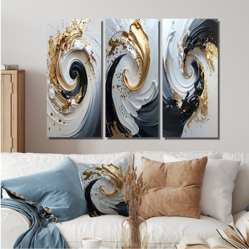 Tourbillon cosmique I - Collection de 3 grands panneaux muraux modernes, H 40 po x l 60 po, Toile tendue, Ne s’applique pas