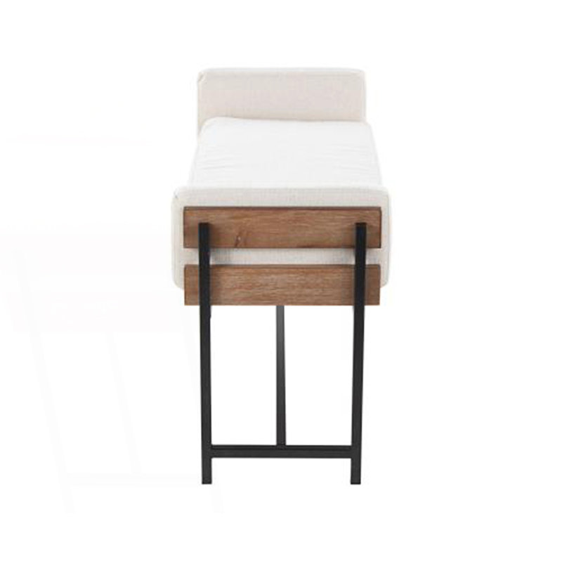 Banc de ferme avec structure en métal, Crème / brun / noir