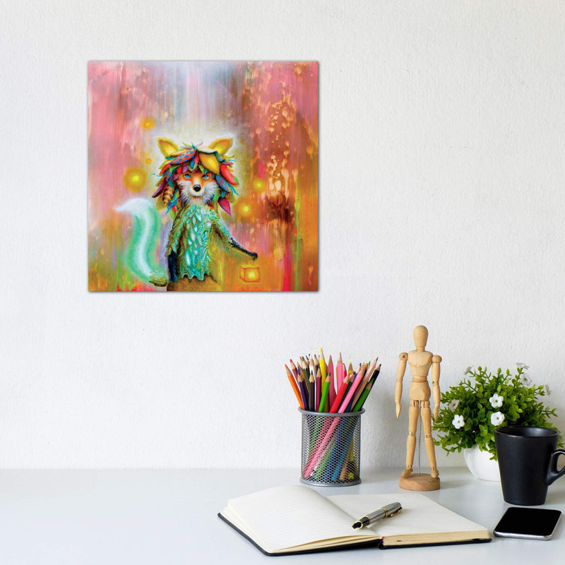 «The Fox the Box the Locks» par Scott Mills - impression d'art graphique, H 12 po x l 12 po x P 1,5 po, Toile tendue
