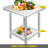 Stainless Steel Prep Table, 24 x 24 x 31 Inch, 700 lbs Load Capacity, Heavy-Duty Metal Worktable with 3 Adjustable Height Levels, Commercial Workstation for Kitchen Garage Restaurant Backyard