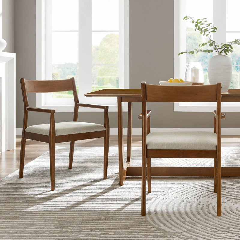 Ensemble de 2 chaises de salle à manger en tissu Solara, Noyer, Beige