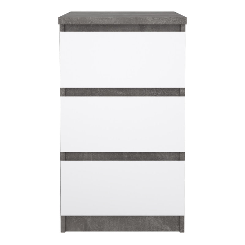 Caton Manufactured Wood Bedside Table, Concrete/White High Gloss
