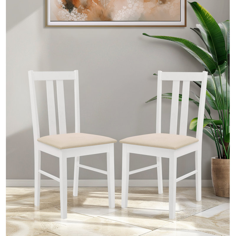 Ahwahnee 43cm H Fabric Upholstered Slat Back Side Chair, White